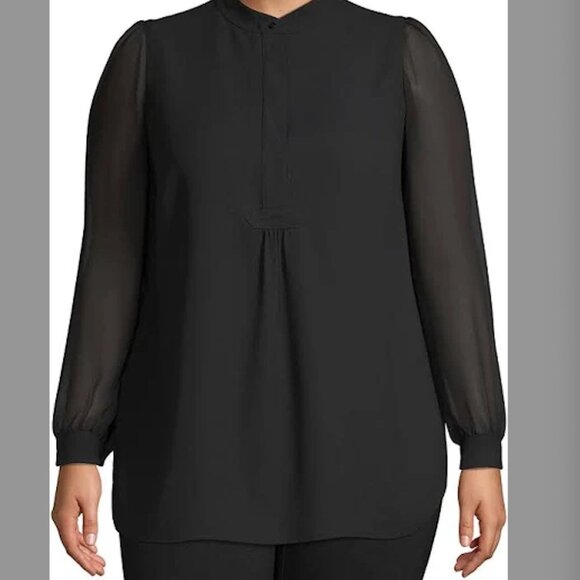 Anne Klein EUC long sleeved tunic black, 3X - Picture 1 of 5
